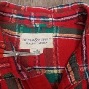 Denim & Supply Lg red and green plaid button up